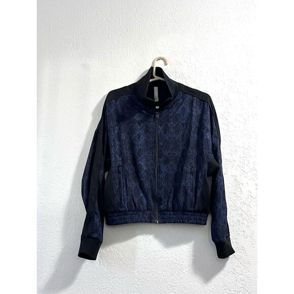 Athleta Brooklyn Jacket Womens S Full Zip Long Sleeve Blue Python Printed - Picture 1 of 3